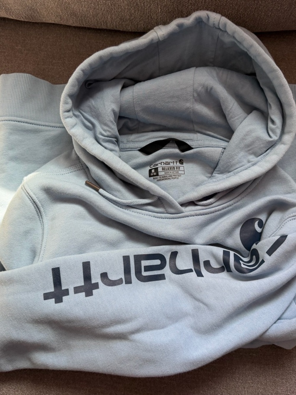 Carhartt Light Blue Crewneck Hoodie with Logo